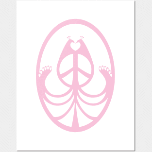 Peace, Love, and Peacocks (Pink) Posters and Art